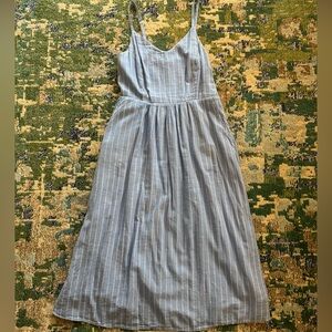 Blue pin stripe dress with pockets